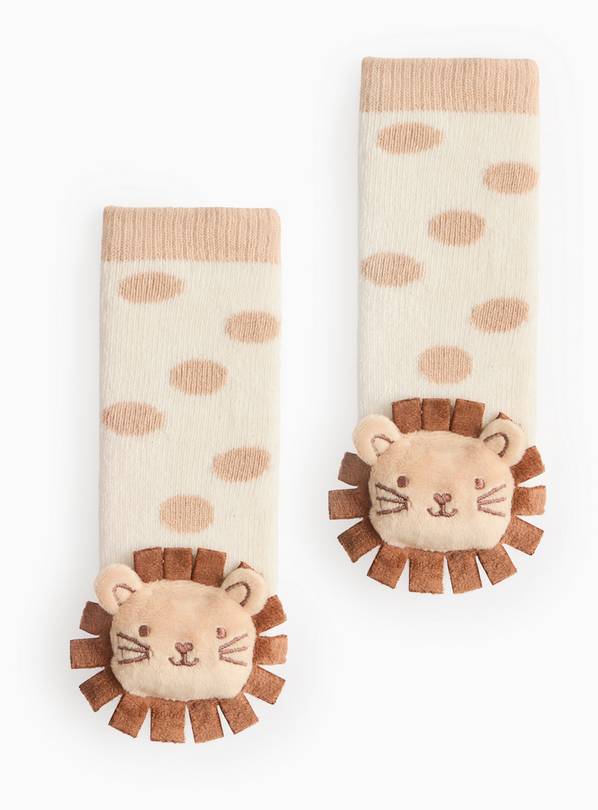 Beige Lion Rattle Socks 1-6 months